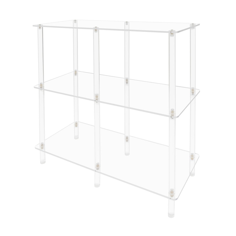 Acrylic Small Entryway Table with Open Shelves Clear Entry  Easy Assembly 3Tiers