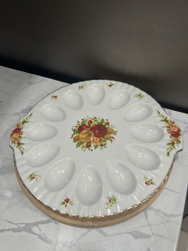 Vintage Royal Albert Old Country Roses Deviled Egg Dish