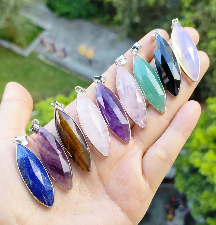 9pcs Natural Fluoritet Amethsyt Vary Gems Faceted Pendants Luck  Magic Amulet