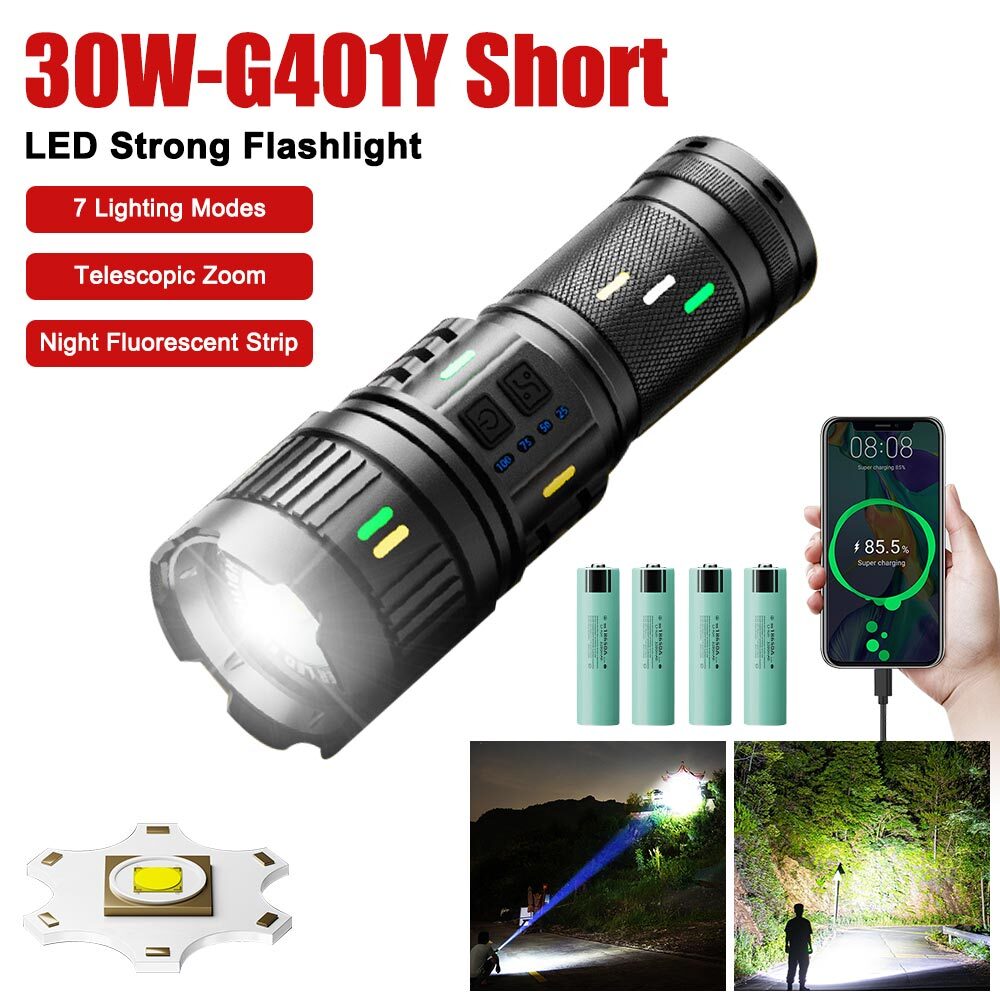 LED Rechargeable White Laser Flashlight Tactical Torch LED Camping Hiking USB