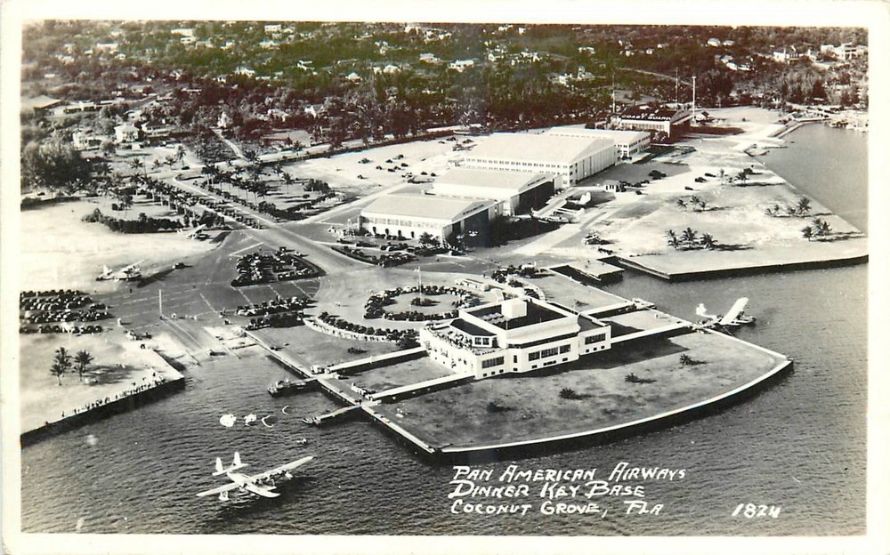 1940s Coconut Grove Florida Pan American Dinner Key Base Postcard RPPC 25-921