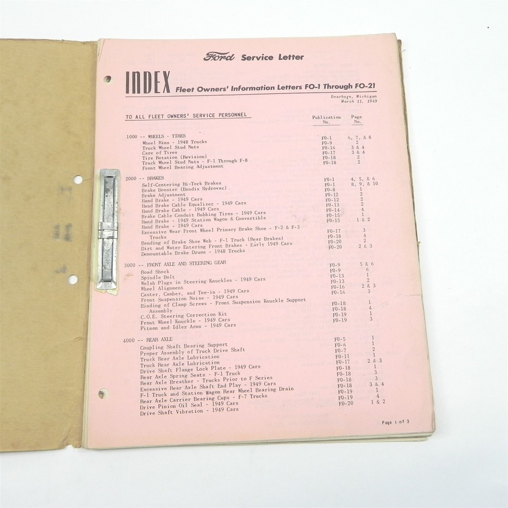VINTAGE 1948-1949 FORD FLEET OWNERS INFORMATION SERVICE LETTERS HUGE LOT RARE