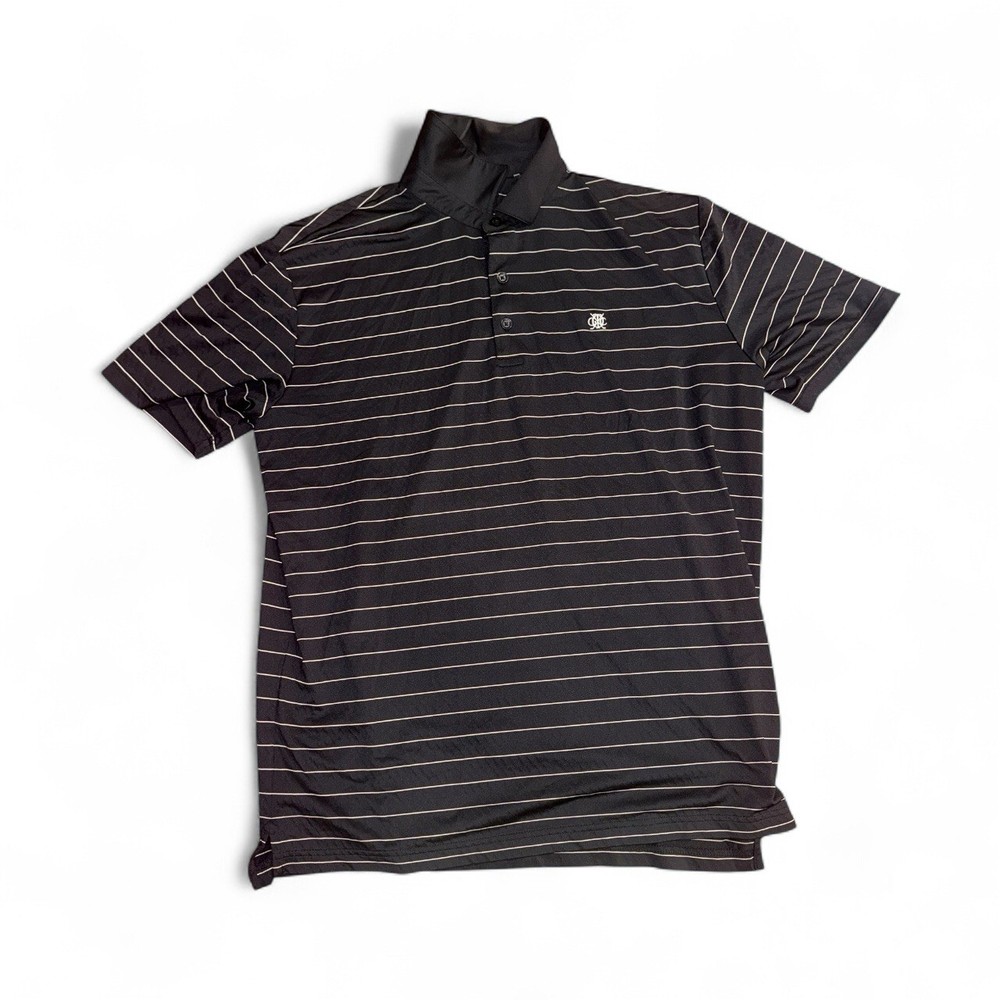 Callaway Men’s Golf Polo  Large Black Striped Performance Fabric