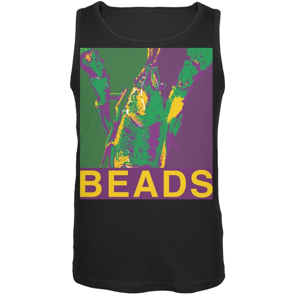 Mardi Gras Crawfish Beads Black Tank Top for Adults  
