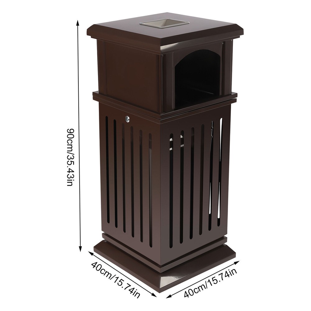 Retro 40l Garbage Can Open-top Trash Can Bin Patio Park Courtyard with Flip Lid