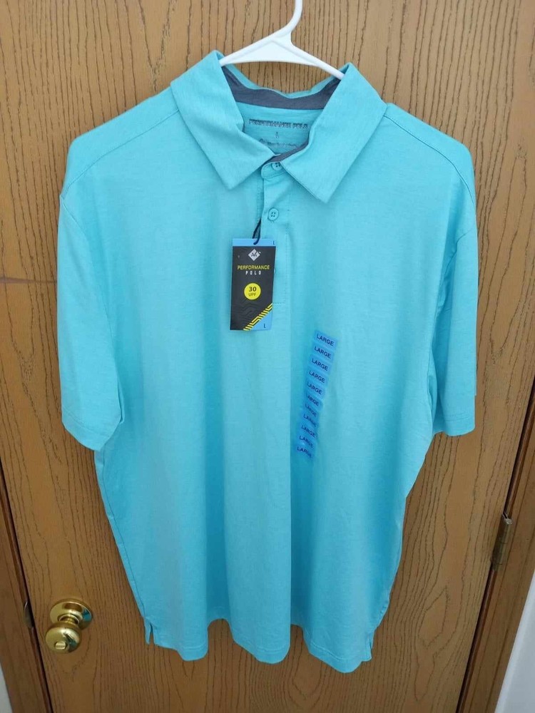 Men's UPF 30 Polo Shirt 4-Way Stretch Mint Green Size L-image