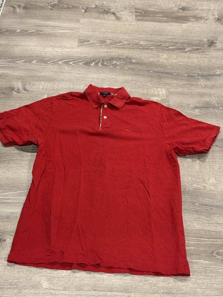 Burberry Men's Red Short Sleeve Polo Shirt Size Large