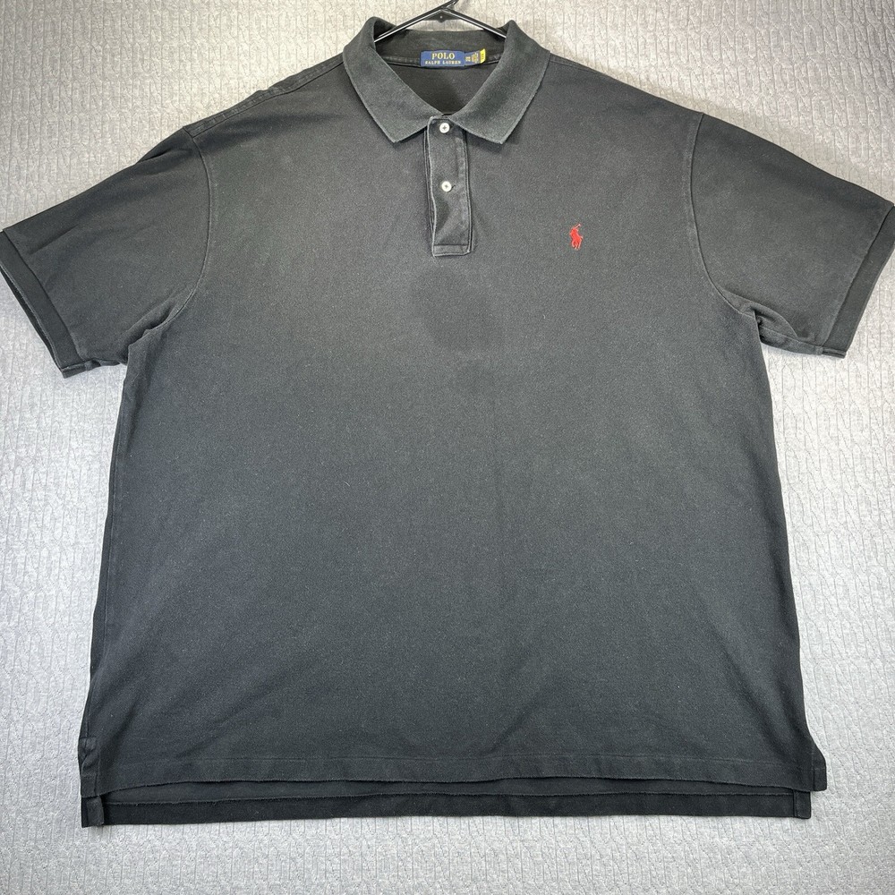 Polo Ralph Lauren Men’s Black shirt (3XL) red pony short sleeve golf relaxed fit