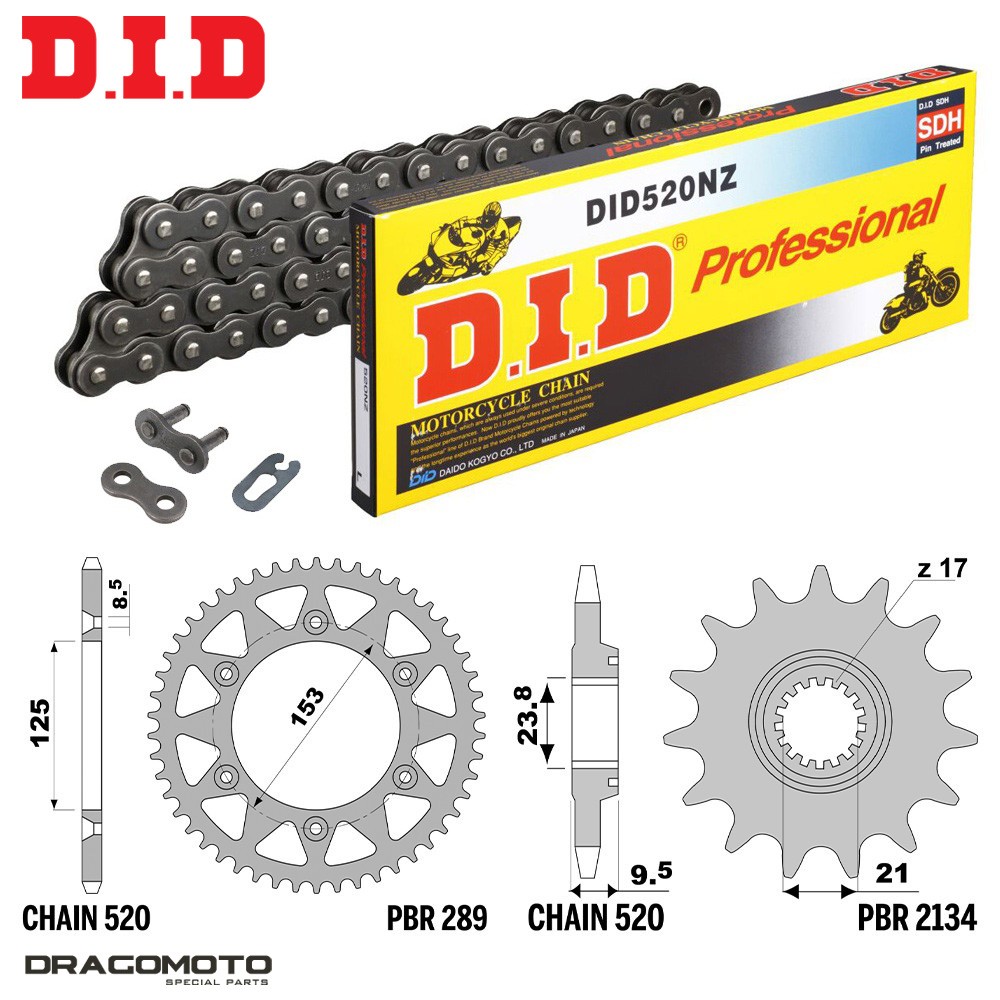 Honda CRF-R 4T (CRF450R) 450 2019-2023 Chain Crown Sprocket Kit DID 520NZ Pa...