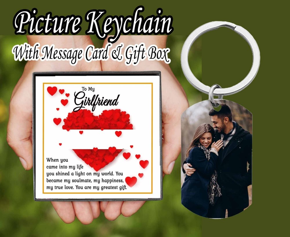 Personalized Keychain Box Gift for Girlfriend Christmas card with photo keychain