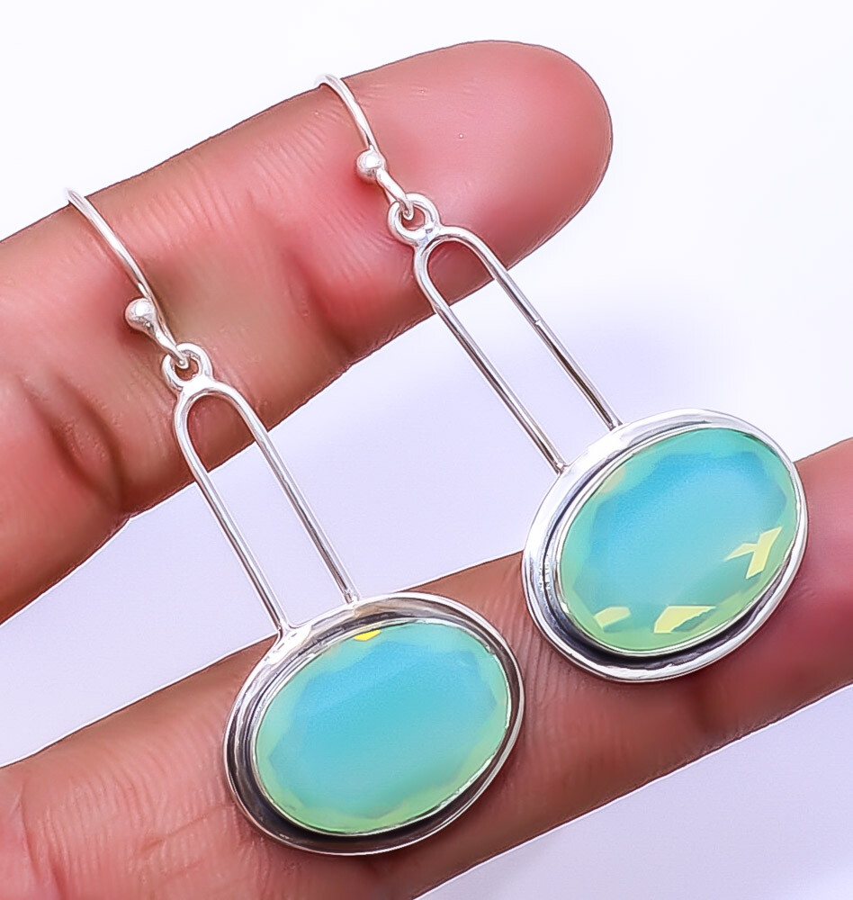 Milky Opal Valentine Gift Sterling Silver Earrings 1.95 Inches E92116025