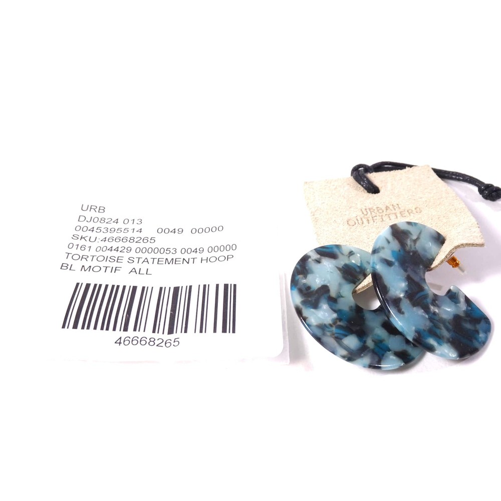 Urban Outfitters Womens Tortoise Resin Blue Hoop Earrings NWT 40 00