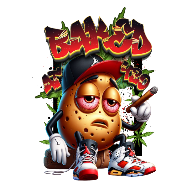 Baked at 420 Stoner Potato Weed Vinyl Decal Sticker Marijuana Laptop Car