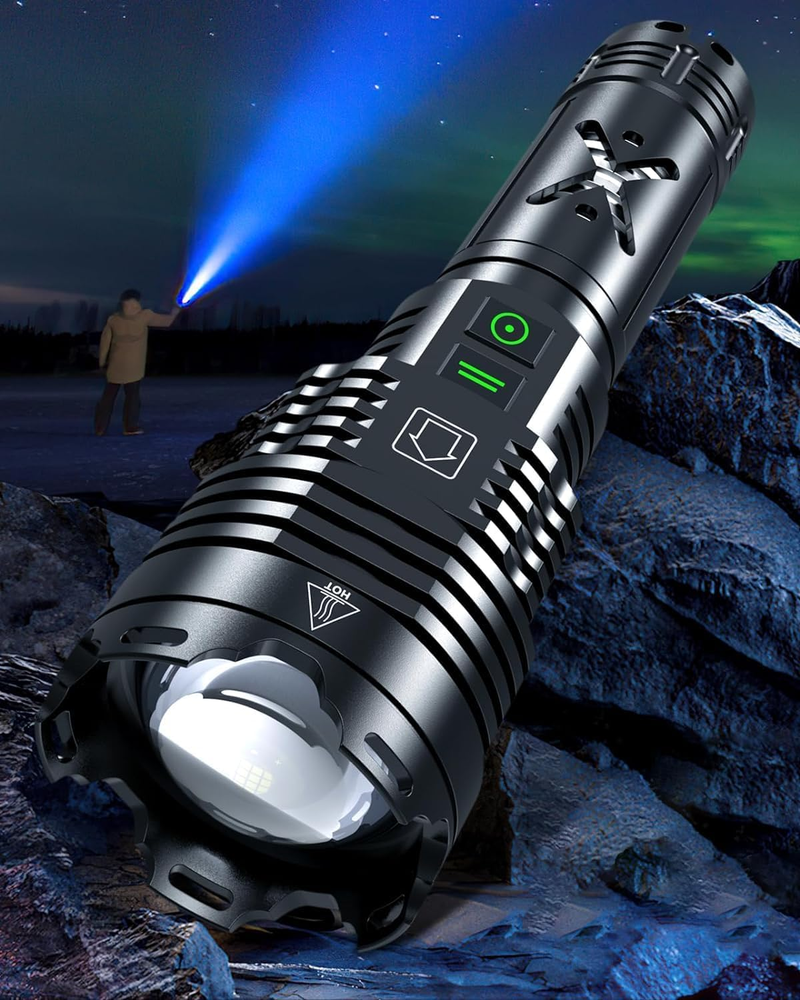 Super Bright Rechargeable Flashlights 2000000 High Lumens,Waterproof Tactical Po