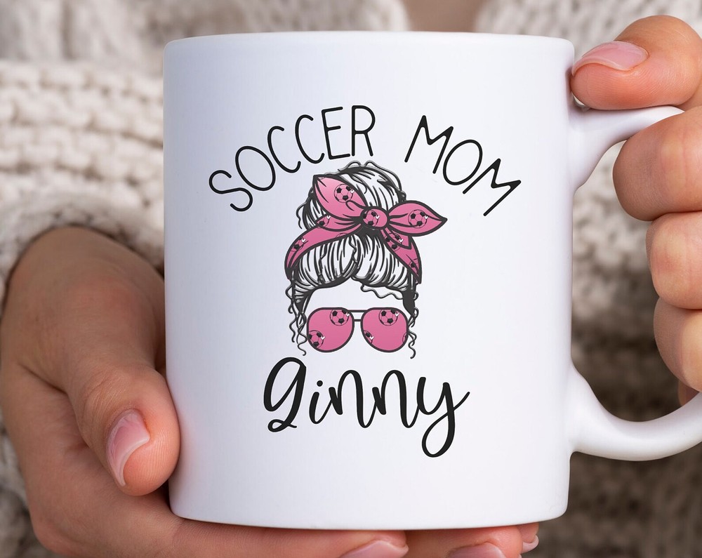 Personalized Messy Bun Soccer Mom Mug Soccer Mom Personalized Name Mug Coffee
