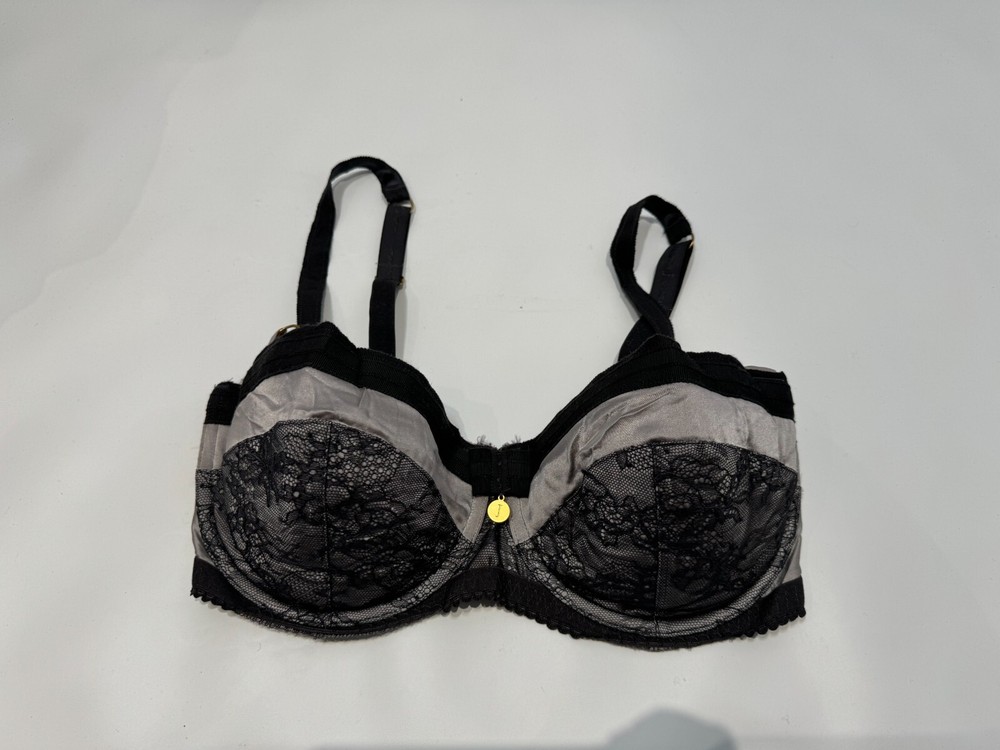 Jasper Conran Bra Underwired Padded Lace Detail Bra Size 34E Black Grey