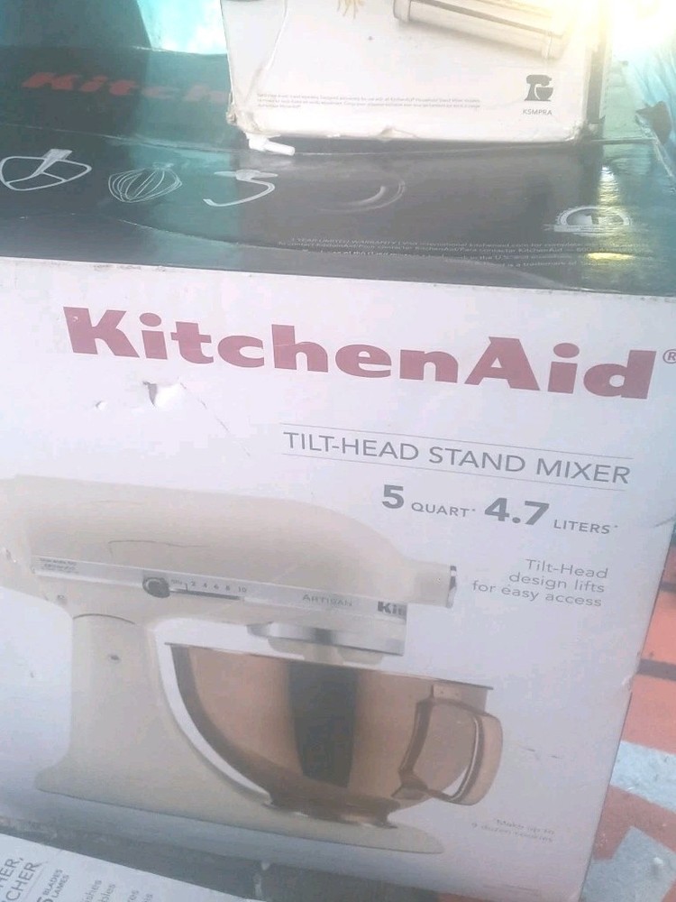 KitchenAid stand mixer with 3-piece pasta attachment and cutter set