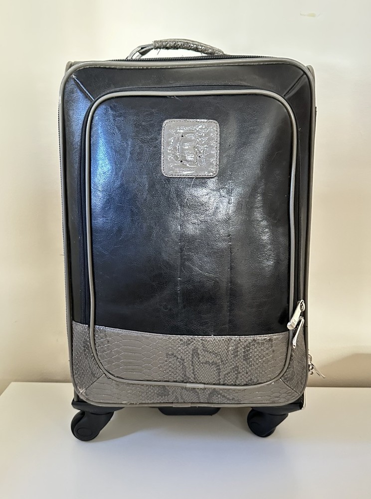 GUESS Black Expandable Carry-On Spinner Suitcase Rolling Luggage