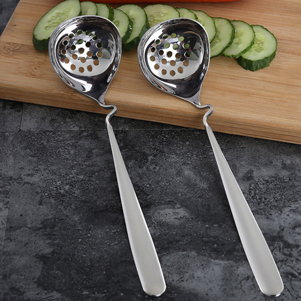 Sturdy Soup Ladle with Fine Mesh Colander and Spoon Handle Design