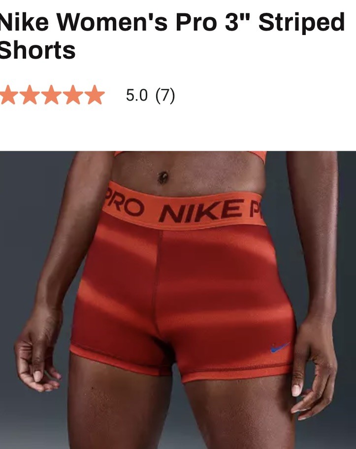 NWT Nike Women's S Pro 3'' Athletic Shorts Mid Rise IH7636 633 Red Striped New