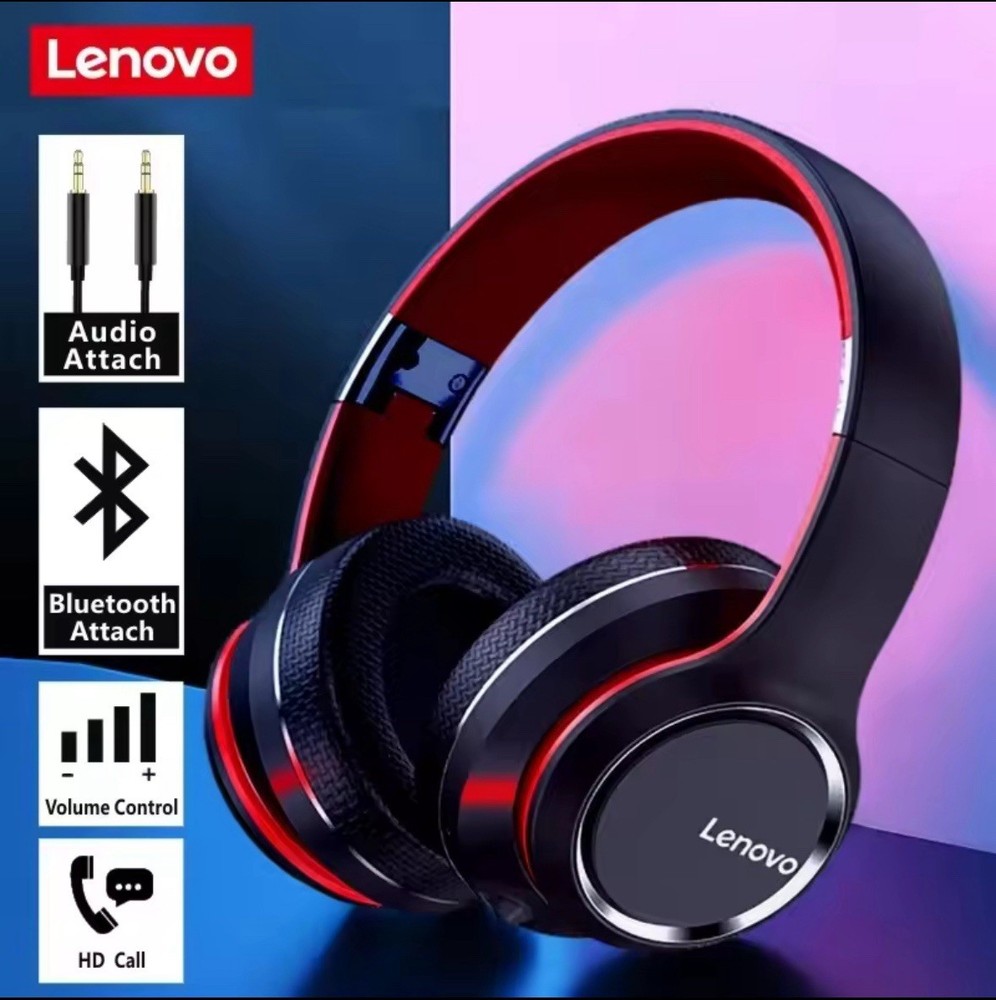 Lenovo HD200 Foldable Over-Ear Bluetooth Headphones for Wireless Computer Use