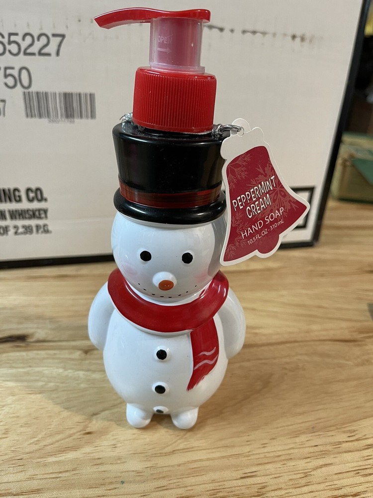 Holiday Snowman Liquid Hand Soap. Peppermint Cream Scent
