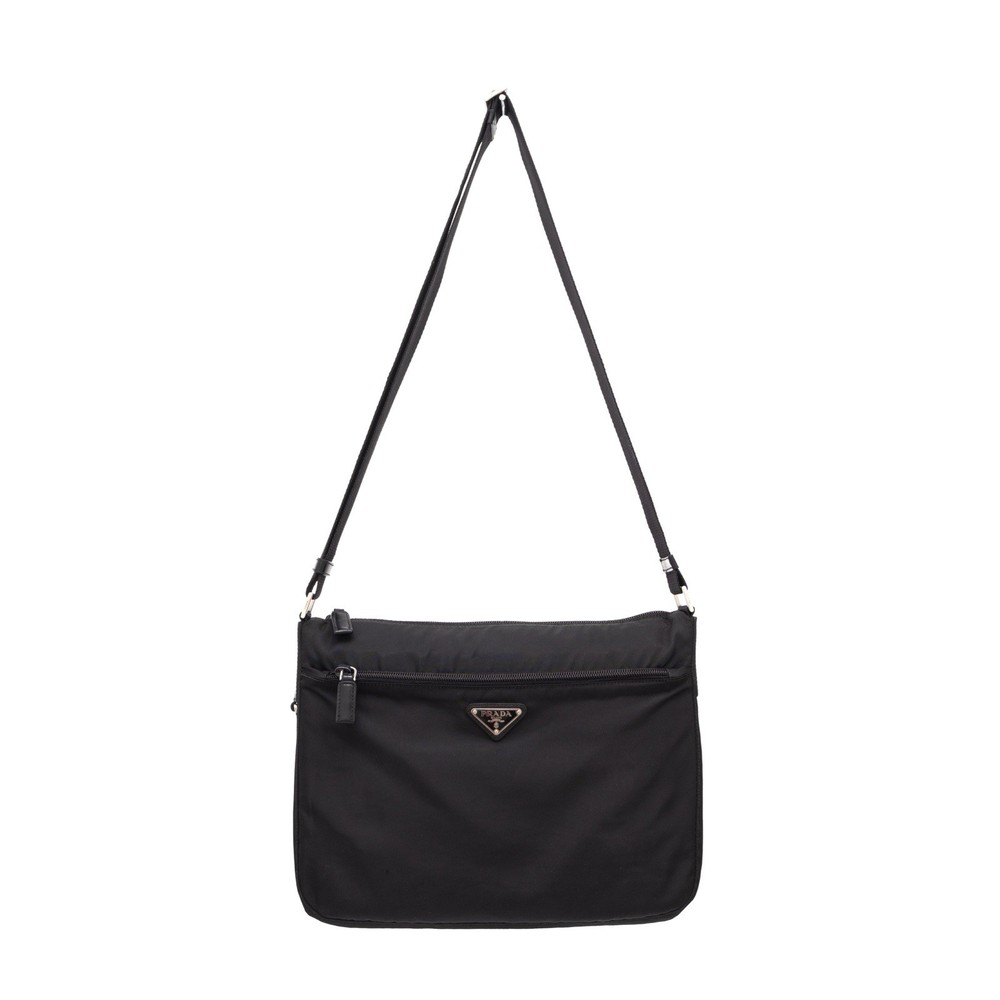 Prada Black Nylon Crossbody Bag with Triangle Logo