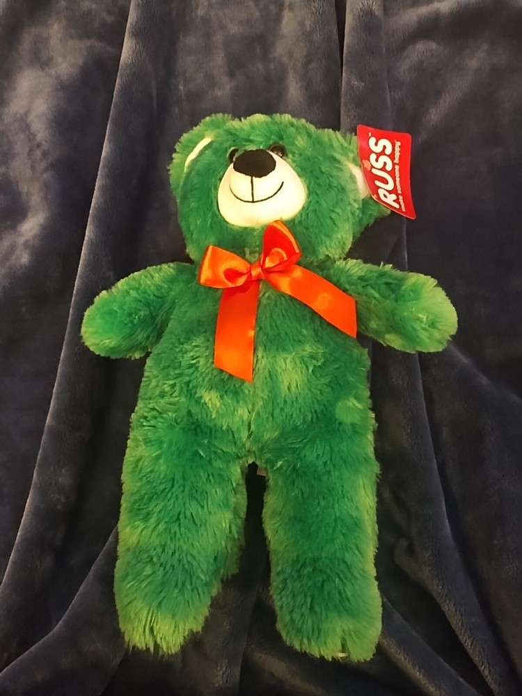 Green Fluffy Russ Bear Plush Stuffed Animal Toy