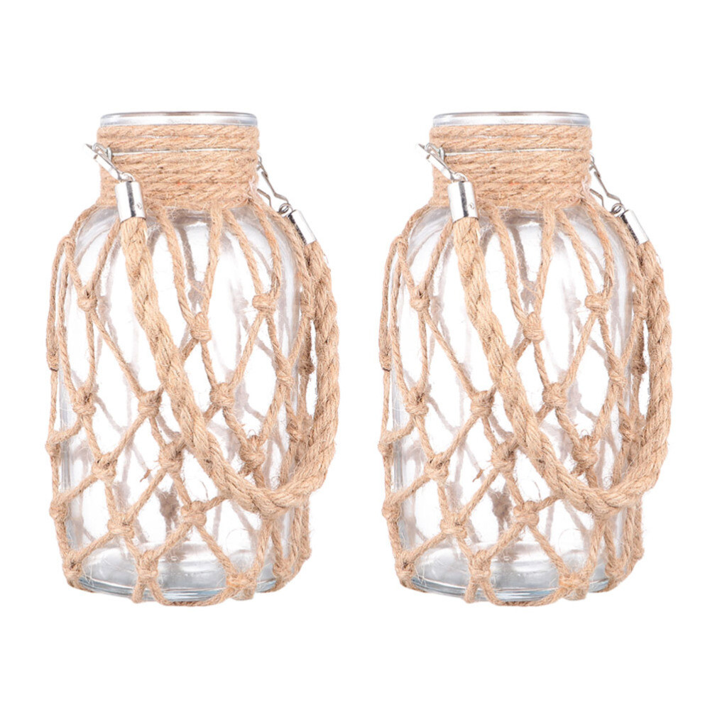 Glass Flower Pot Rattan Planter Air Plant Holder Bud Vase Glass