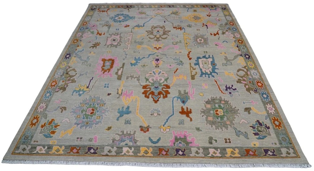 Muted Minimalist Hand Knotted Oushak Rug in All Sizes for Home Decor