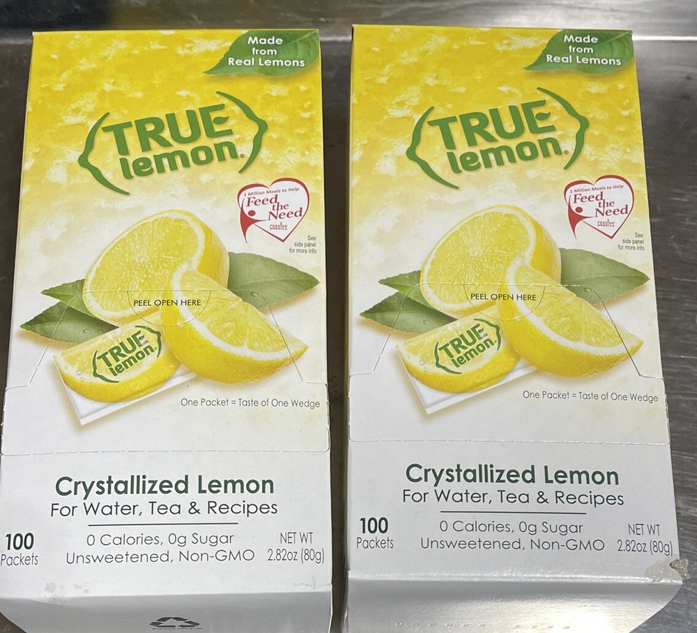 2 Units True Lemon Sugar Free, On-The-Go, Caffeine Free Powdered Drink Mix