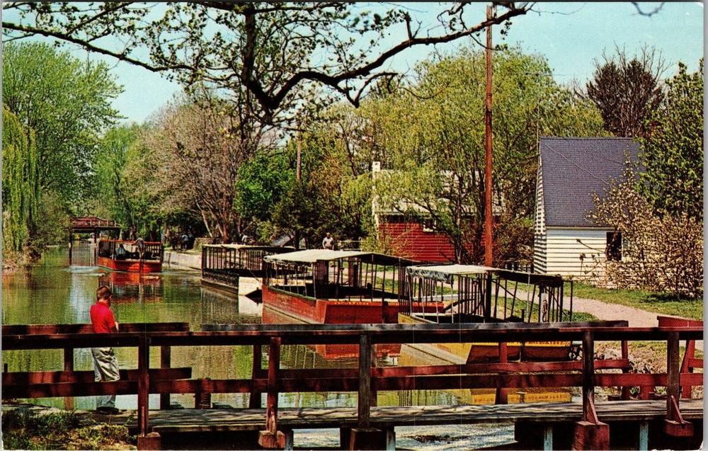 Bucks County PA-Pennsylvania, Barges On Delaware Canal Vintage Postcard