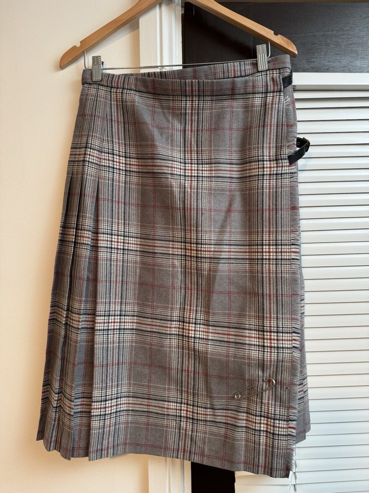 Vintage MAIRI MCINTYRE Red Wool Tartan Skirt Size 16 Fits Small