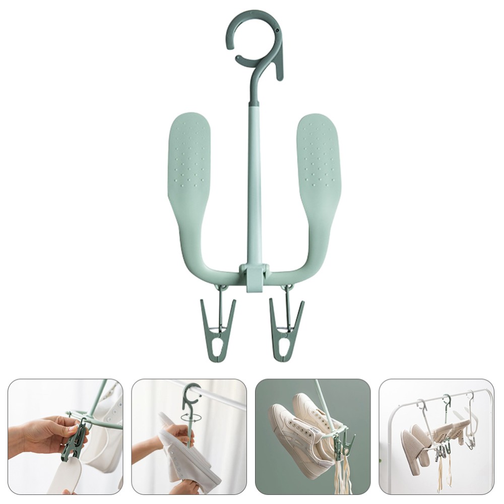 Rotating Plastic Shoe Drying Rack with Hooks and Clips for Hanging Shoes
