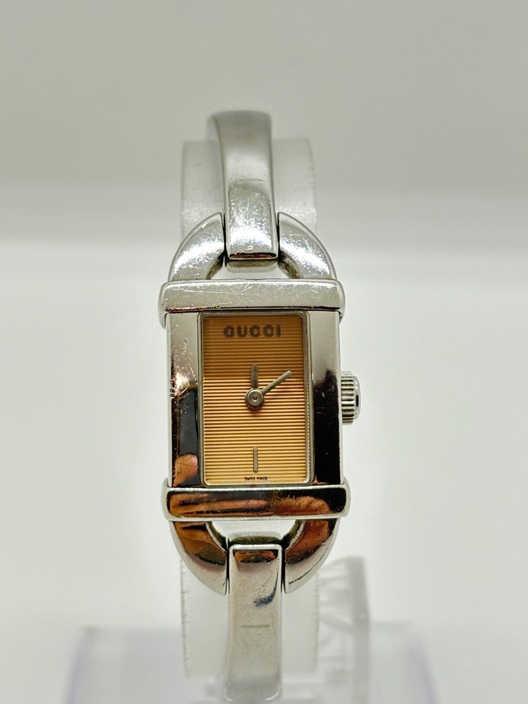 GUCCI 6800L Silver Brown Dial Women's Watch Pre-Owned Excellent Condition