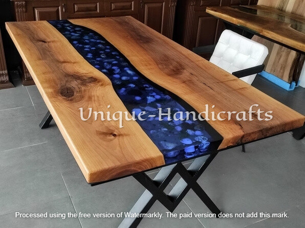 Resin Epoxy Table Mid Century Modern Arts Ocean Waves Epoxy Table Custom Decors