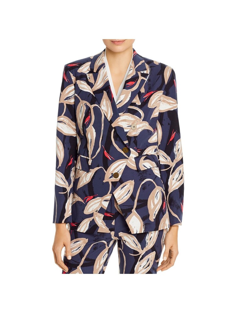 NIC+ZOE Womens Navy Cotton Blend Asymmetrical Front Shoulder Back Jacket M