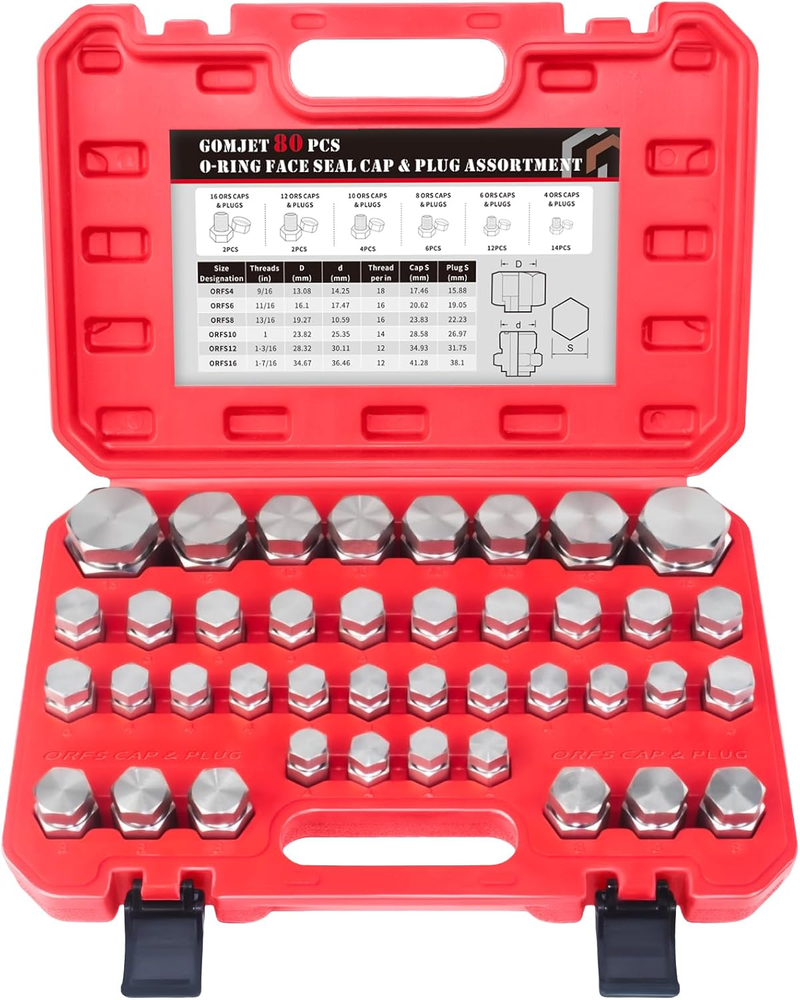 80PCS ORFS Hydraulic O-Ring Face Seal Cap and Plug Set for Industrial Hose Tube