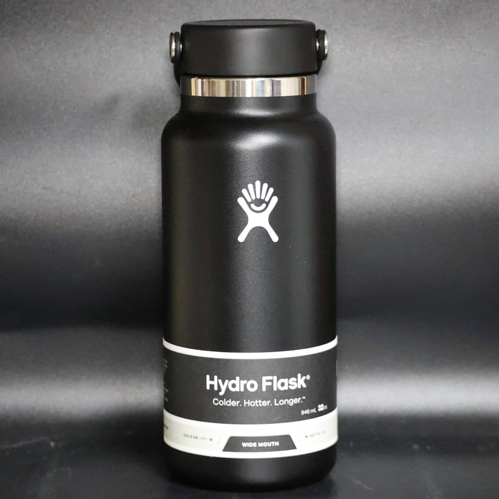 Hydro Flask 32oz Wide Mouth Double-Wall Bottle, Black (W32BTS001)