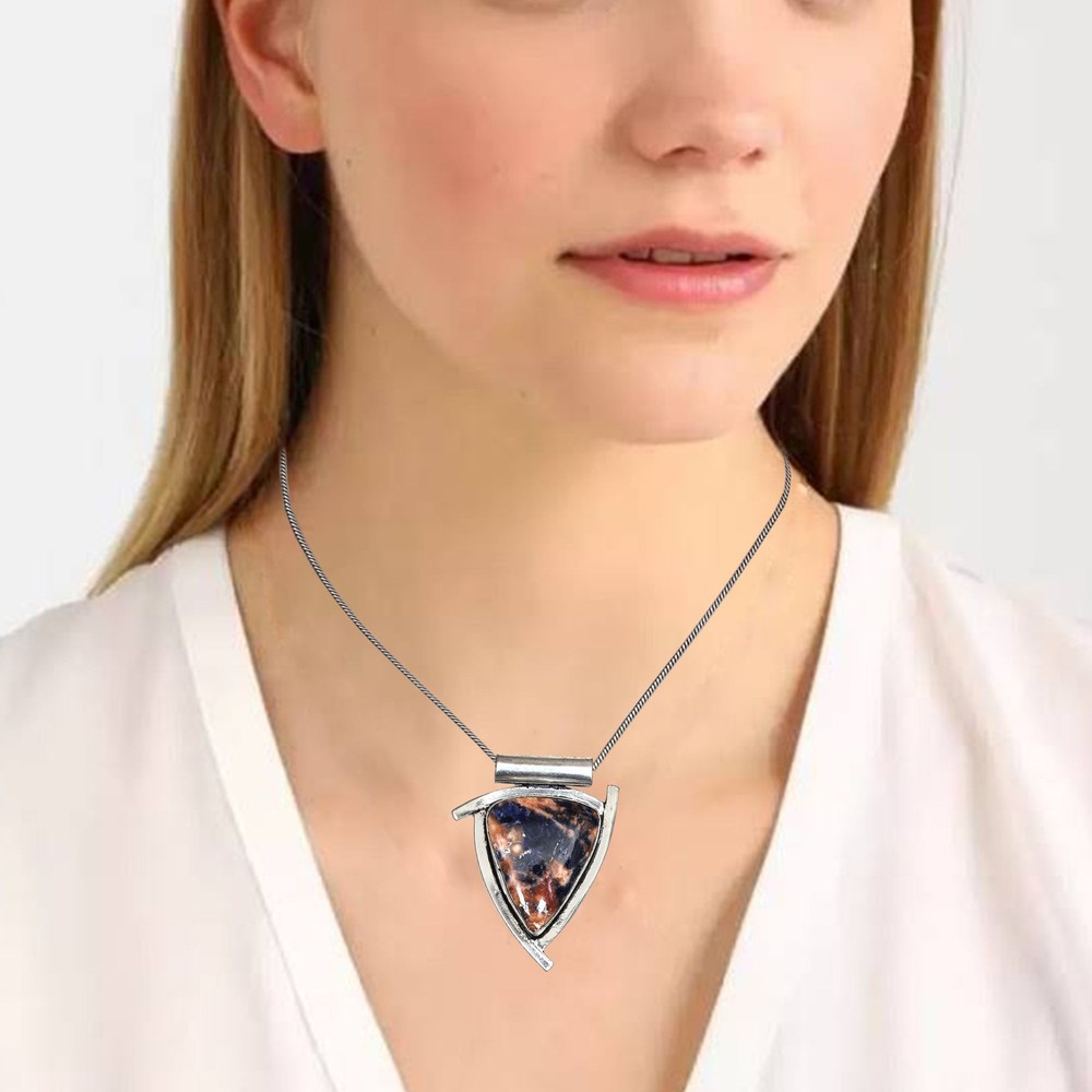 Amethyst & Sodalite Gemstone Necklace - 18 Inch Healing Jewelry Gift