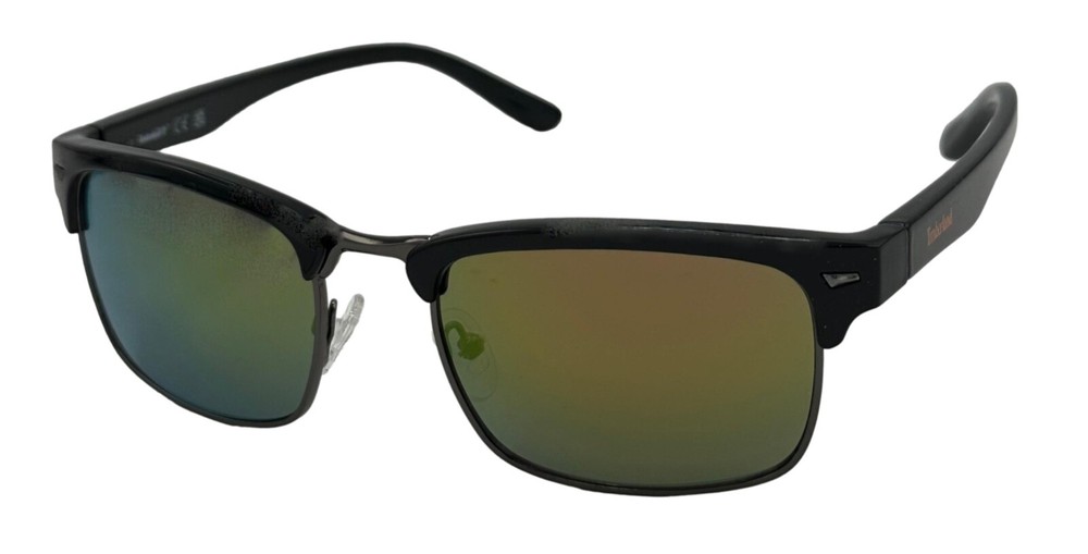 Timberland Dark Nickeltin Plastic Rectangle Sunglass, Mirror Lens TB7271. 6A