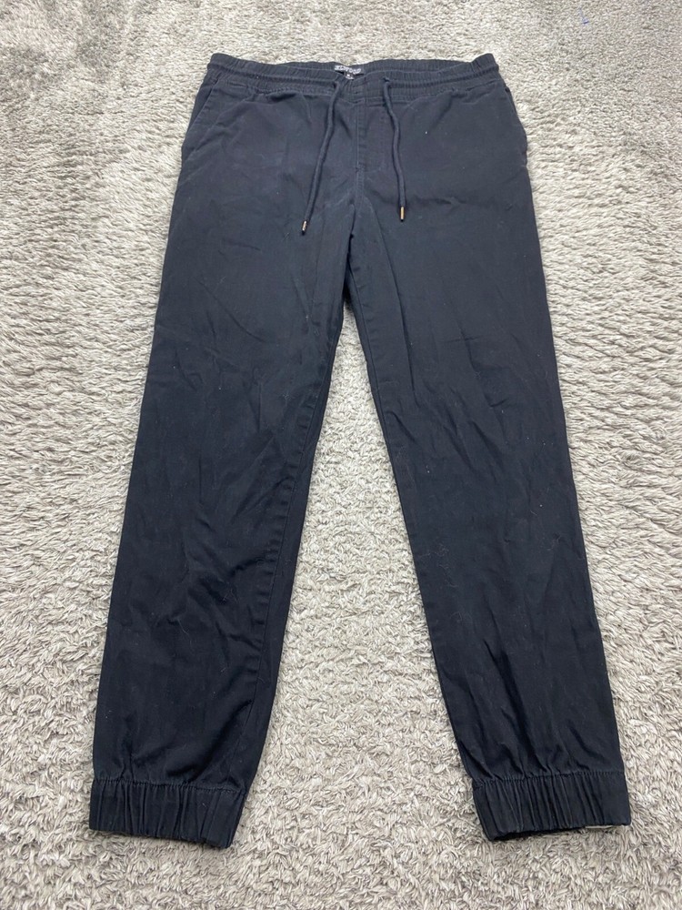 Elwood Men’s Medium Black Striped Fleece Tapered Jogger Sweatpants