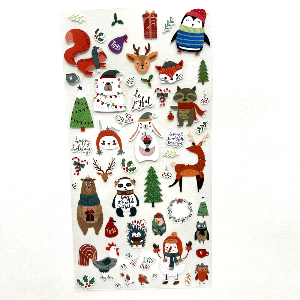 Christmas Winter Animals Sticker Sheet Planner Scrapbooking Journaling Cards