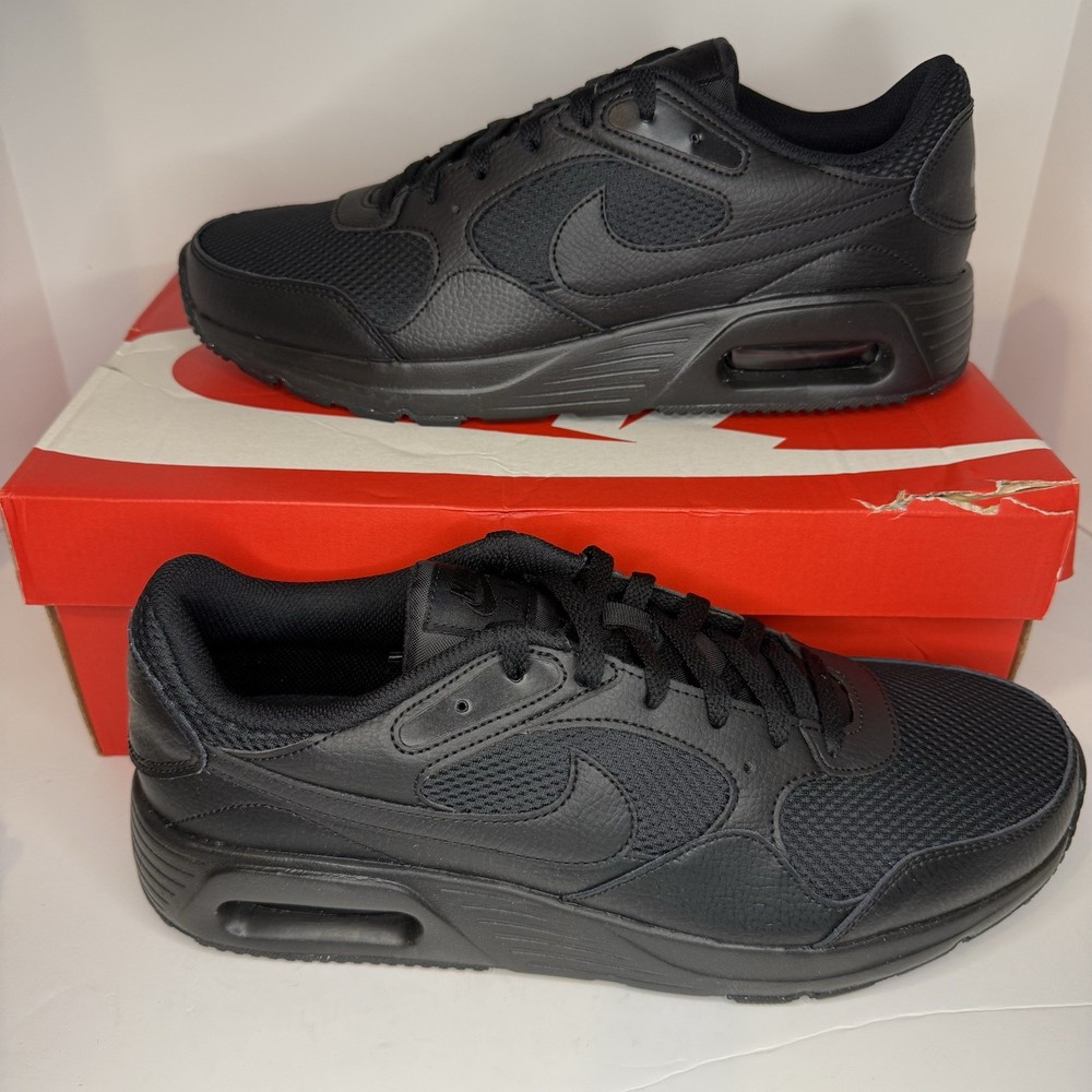 Nike CW4555-003 Air Max SC Triple Black Lace-Up Leather Running Shoes Mens US 12