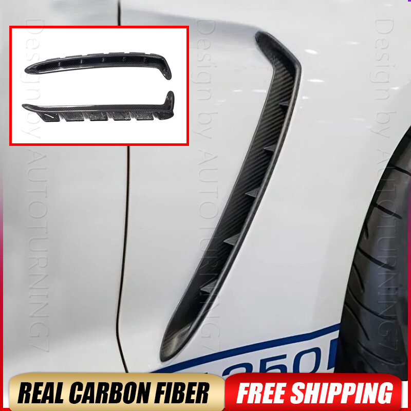 For 2019-21 Ford Mustang GT350 REAL Carbon Fiber Front Fenders Side Vent Inserts