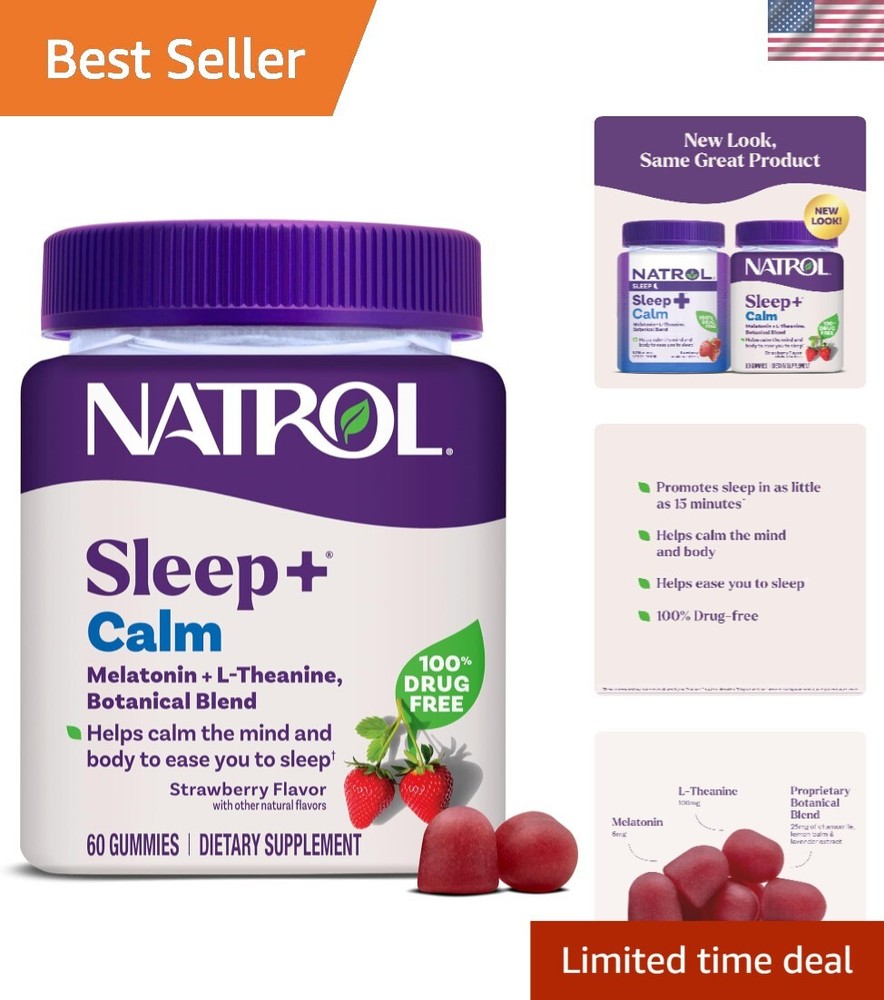 Delicious Strawberry Sleep Support Gummies with Melatonin & L-Theanine, 60 Count