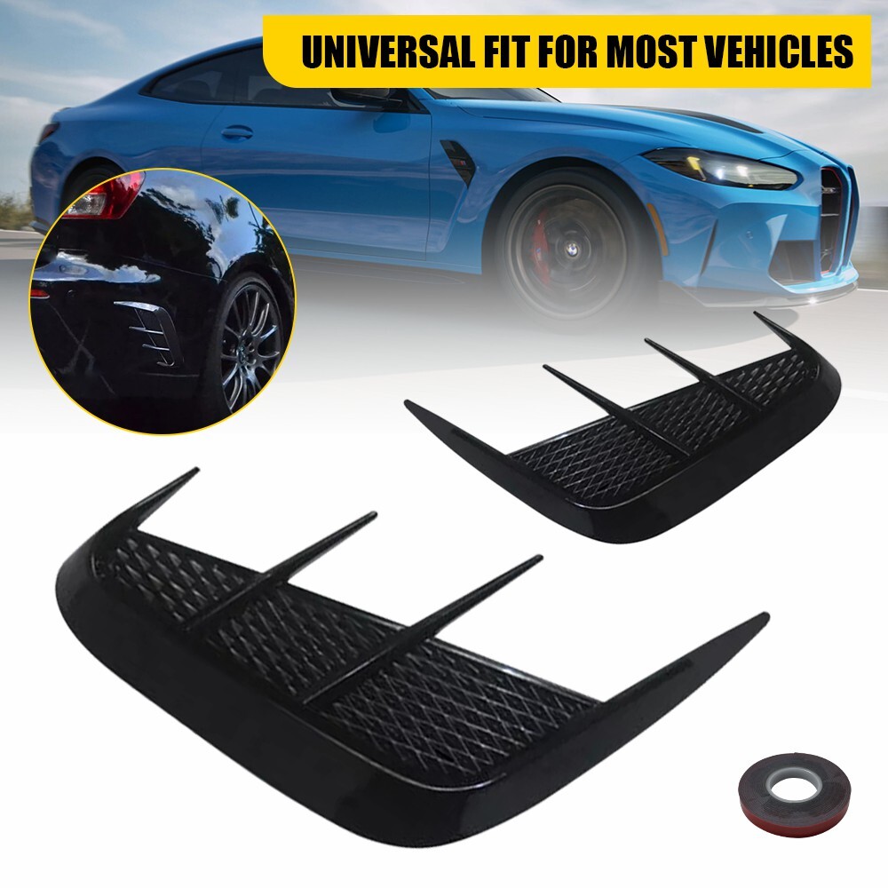 Rear Bumper Sport Side Wing Member Vent Cover Trim Car Accessorie Glossy Black M