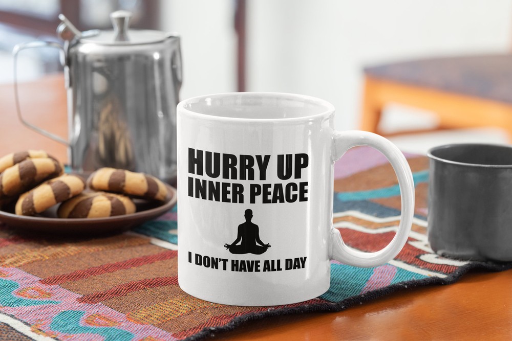 Funny Yoga Mug with Sarcastic Saying for Inner Peace and Perfect Pose Gift