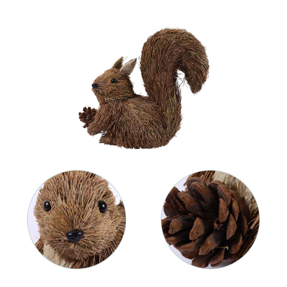 Woodland Straw Animals Christmas Little Squirrel Doll Holiday Decoration
