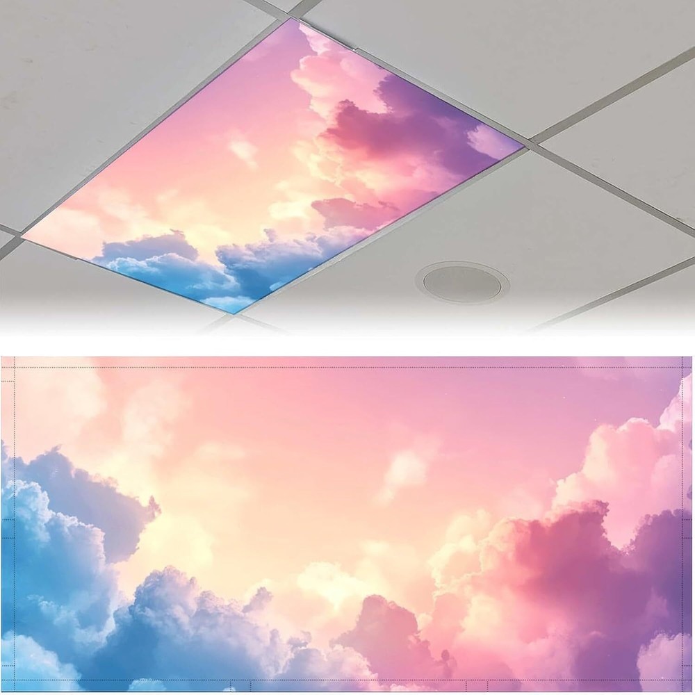 2PCS Fluorescent Light Cover for Ceiling Light Classroom-Cloud Magnetic Light Co